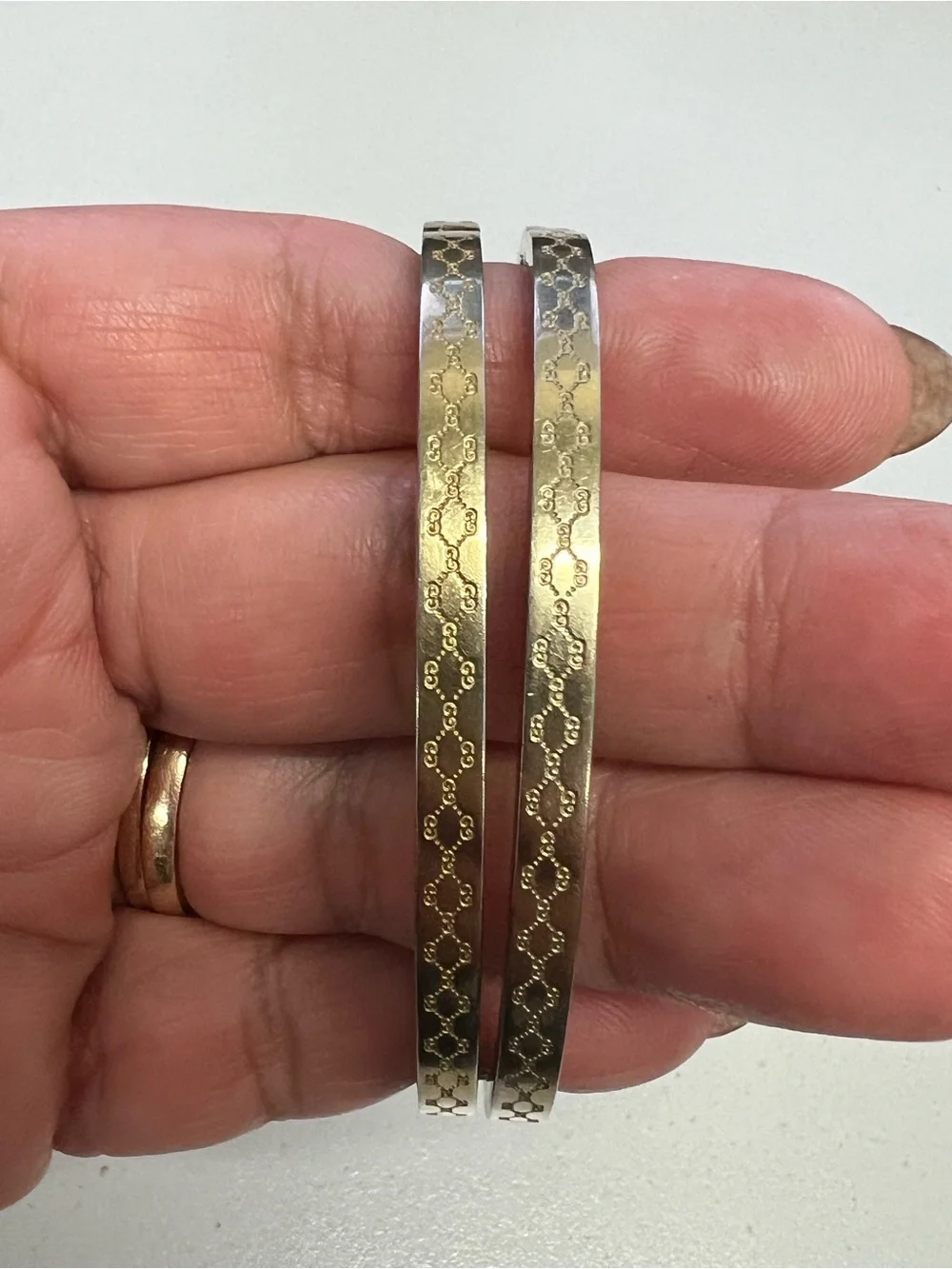 Chanel, LV, Gucci Stackable Silver and Gold Logo Bangle Set - Picture 13 of 16